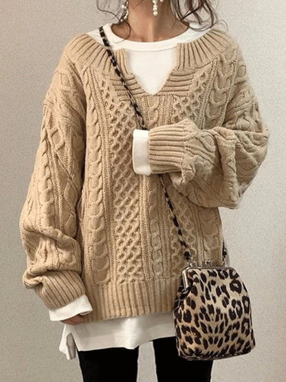 Sweaters Hemp Pattern Knitted Sweater