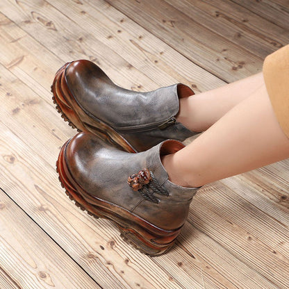 Cozy Leather Handmade Height Inceasing Boots Shoes