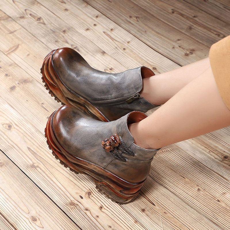 Cozy Leather Handmade Height Inceasing Boots Shoes