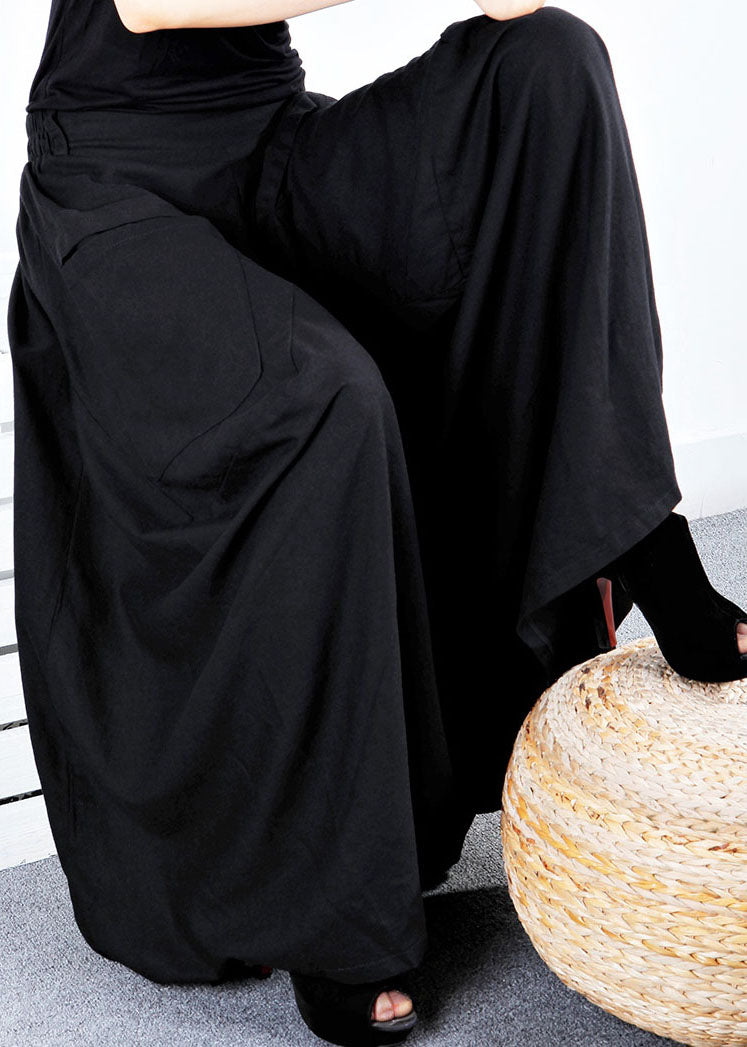 Simple Black Pockets Patchwork Asymmetrical Design Winter Skirt