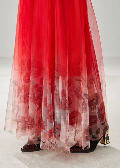 Red Tulle Vacation Skirts Spring
