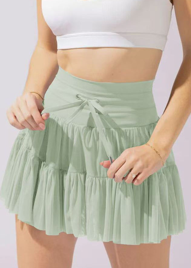 New Purple Patchwork High Waist Tie Waist a Line Skirts
