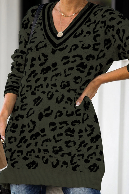 Leopard Print V-neck Sweater