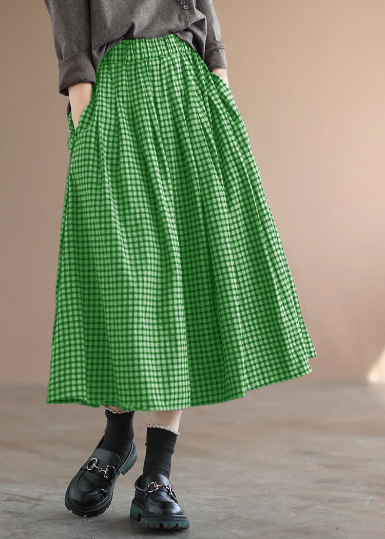 Handmade Black Plaid Circle a Line Fall Skirts