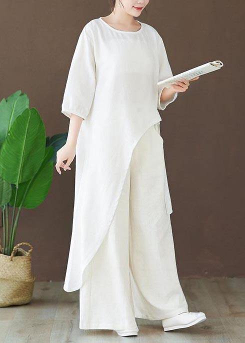 Loose O Neck Asymmetric Blouse Wardrobes White Shirts