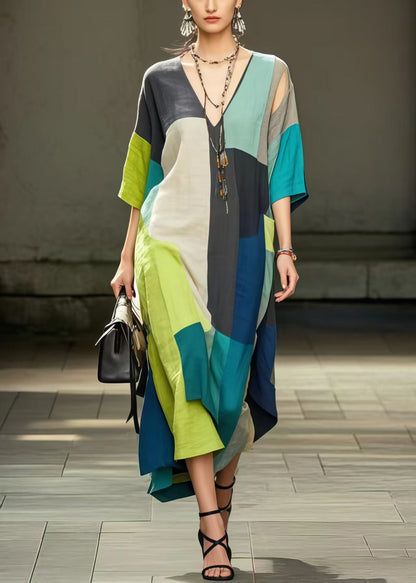 Oversized Patchwork Applique Cotton Holiday Dress Summer