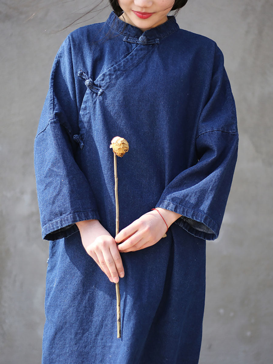 Spring Frog Denim Loose Dress