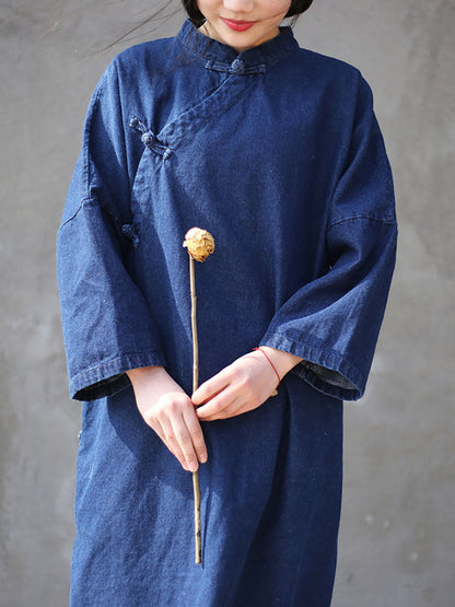 Spring Frog Denim Loose Dress
