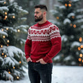 Comstylish Men's Warmth Scandinavian Knit Jacquard Icelandic Art Cozy Knit Sweater