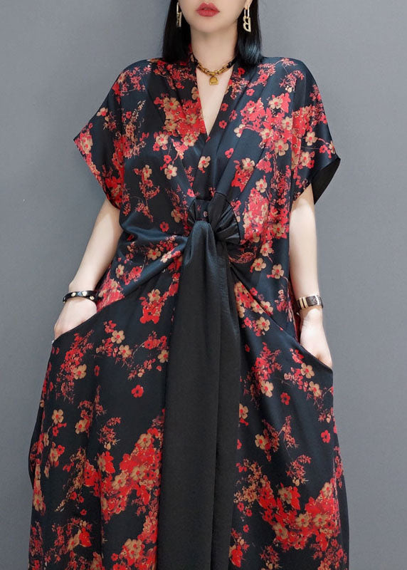 Red Silk Party a Line Skirts V Neck Spring