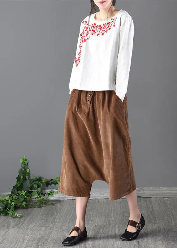 Spring Round Neck Plum Blossom Embroidery T-shirt