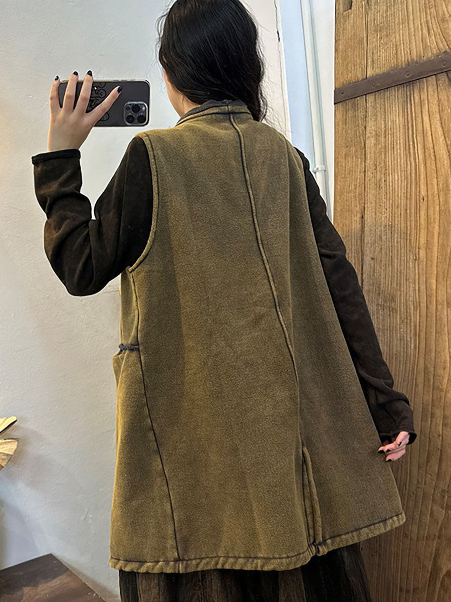 Winter Thick Button Long Waistcoat