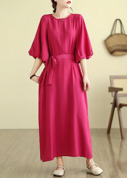 Fruit Green Side Open Cotton Vacation Dresses Lantern Sleeve