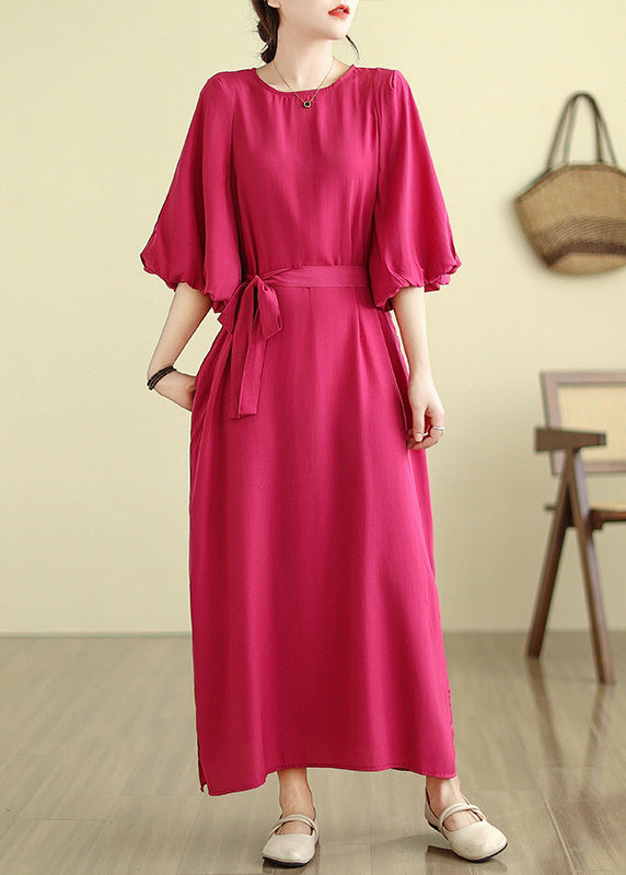 Fruit Green Side Open Cotton Vacation Dresses Lantern Sleeve