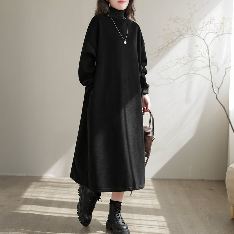 Autumn Winter Furred Turtleneck Dress