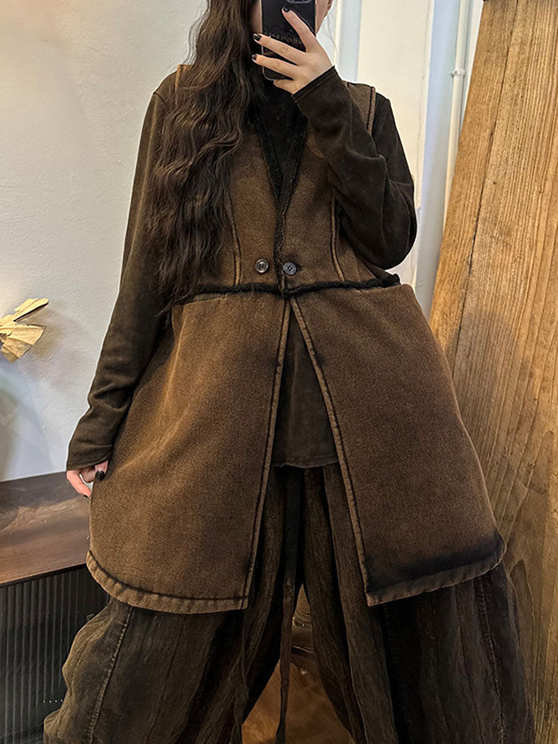 Winter Thick Button Long Waistcoat