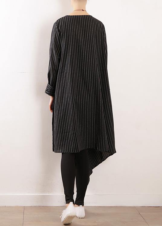 Autumn New Original Design Loose Asymmetrical Striped Shirt Cardigan Coat