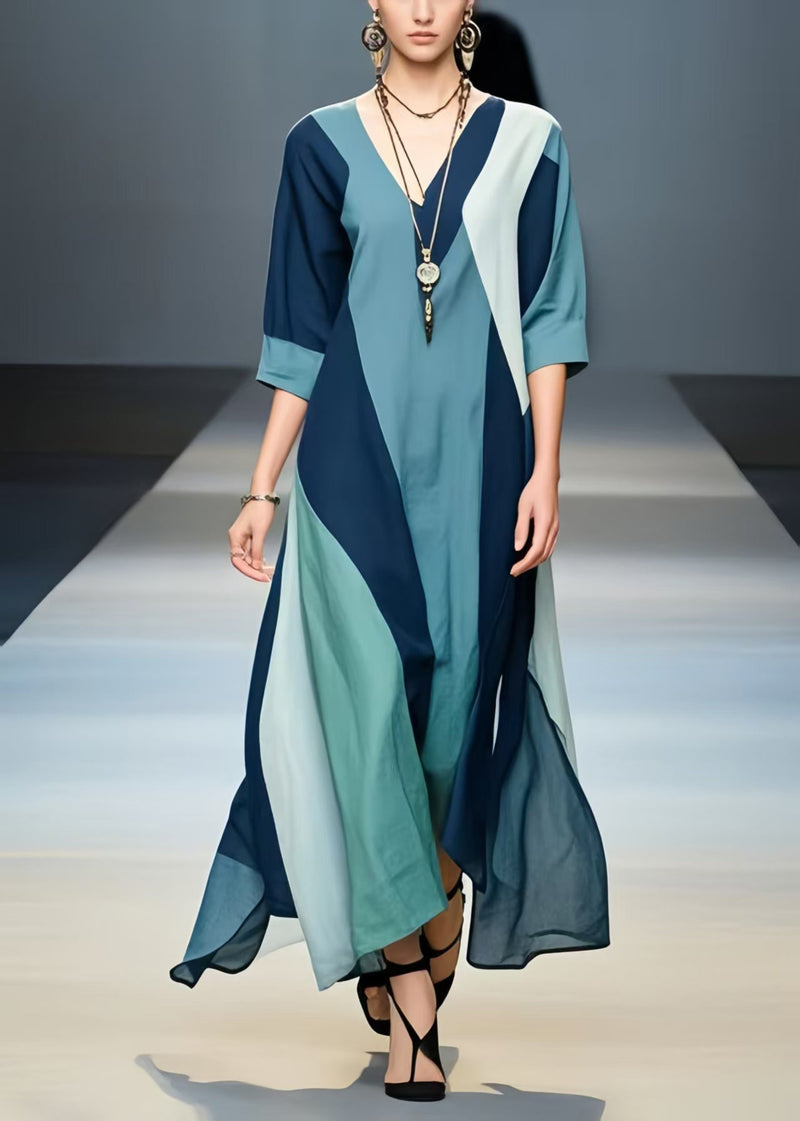 Multicolour Asymmetrical Design Cotton Holiday Dress Summer