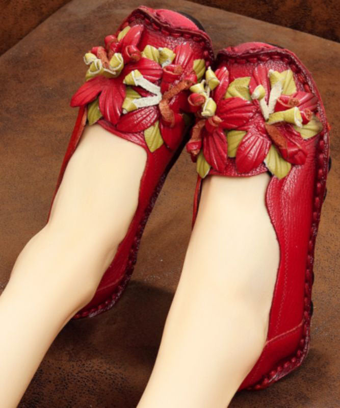 Handmade Cowhide Leather Flat Shoes for Splicing Flat Feet Shoes