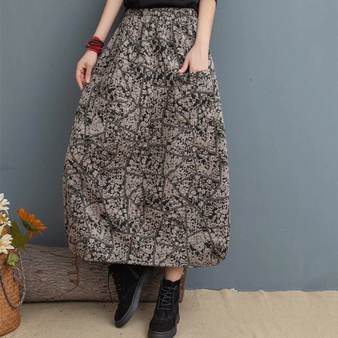 Printed Elastic Waist Skirt