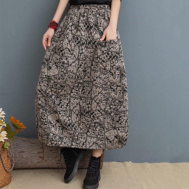 Printed Elastic Waist Skirt