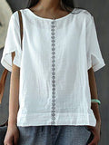 Women's Cotton Linen Short Sleeve Casual T-Shirt
