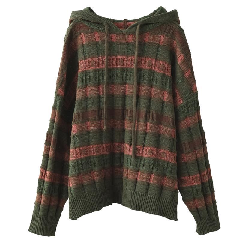 Retro Literary Hooded Knitted Sweater