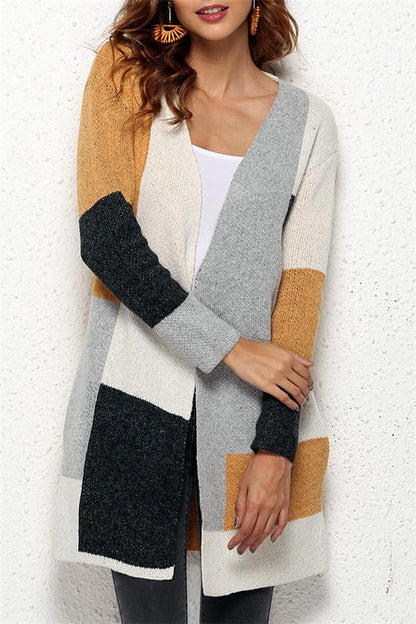 Knit Multi Color Long Sleeve Cardigan - Green