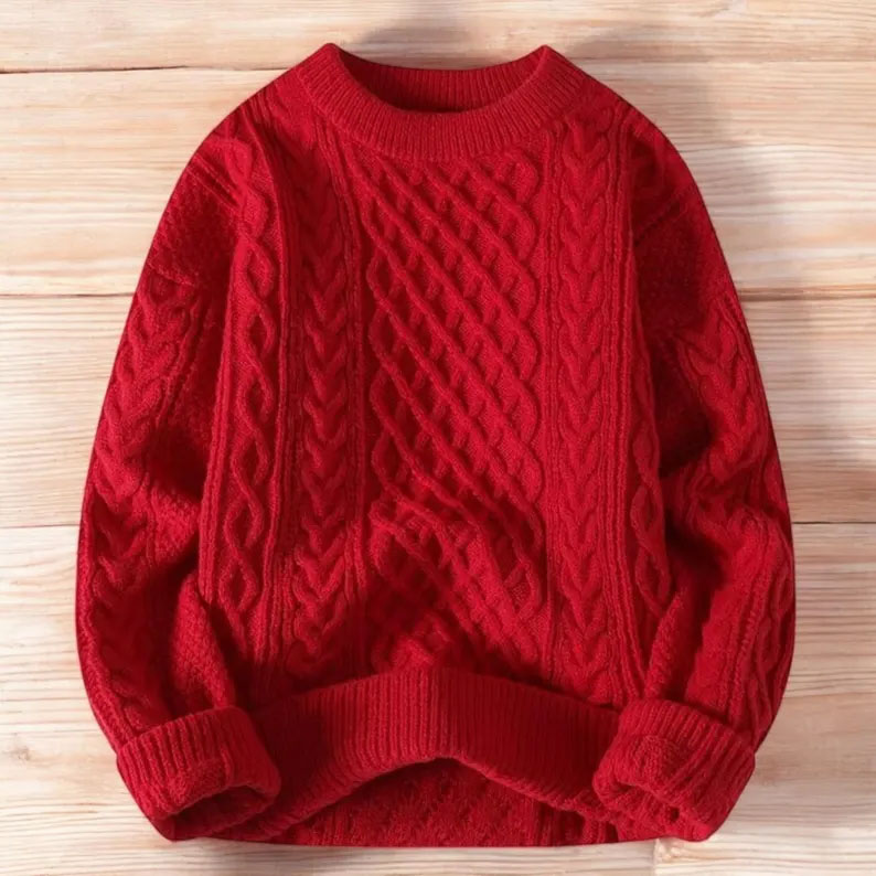 Cozy Autumn Winter Knit Sweater Loose Fit Vegan-Friendly Pullover Warmth Knitted Jacquard Unisex Sweater elevenforest