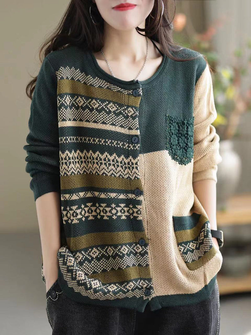 Autumn Patchwork Loose Sweaters