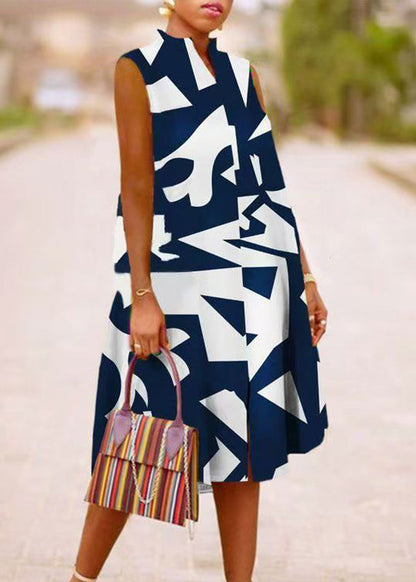 Green Stand Collar Summer Print Maxi Dresses Summer