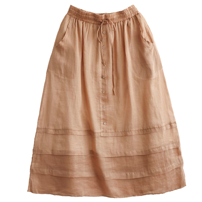 Retro A-line Cozy Patchwork Linen Skirt