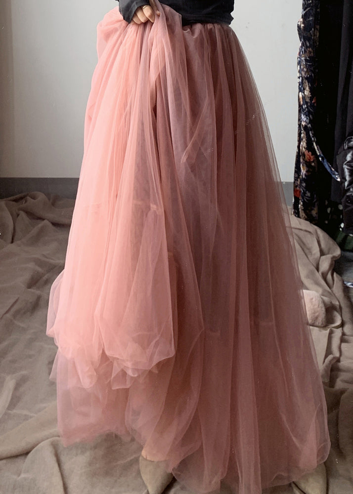 French Yellow Asymmetrical Wrinkled Tulle Skirt Winter