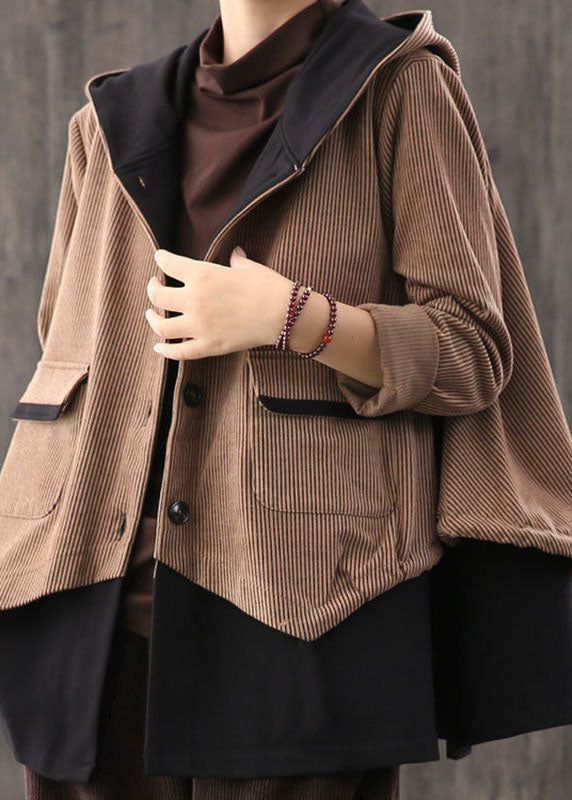 Simple Coffee Retro Loose Button Fall Coat