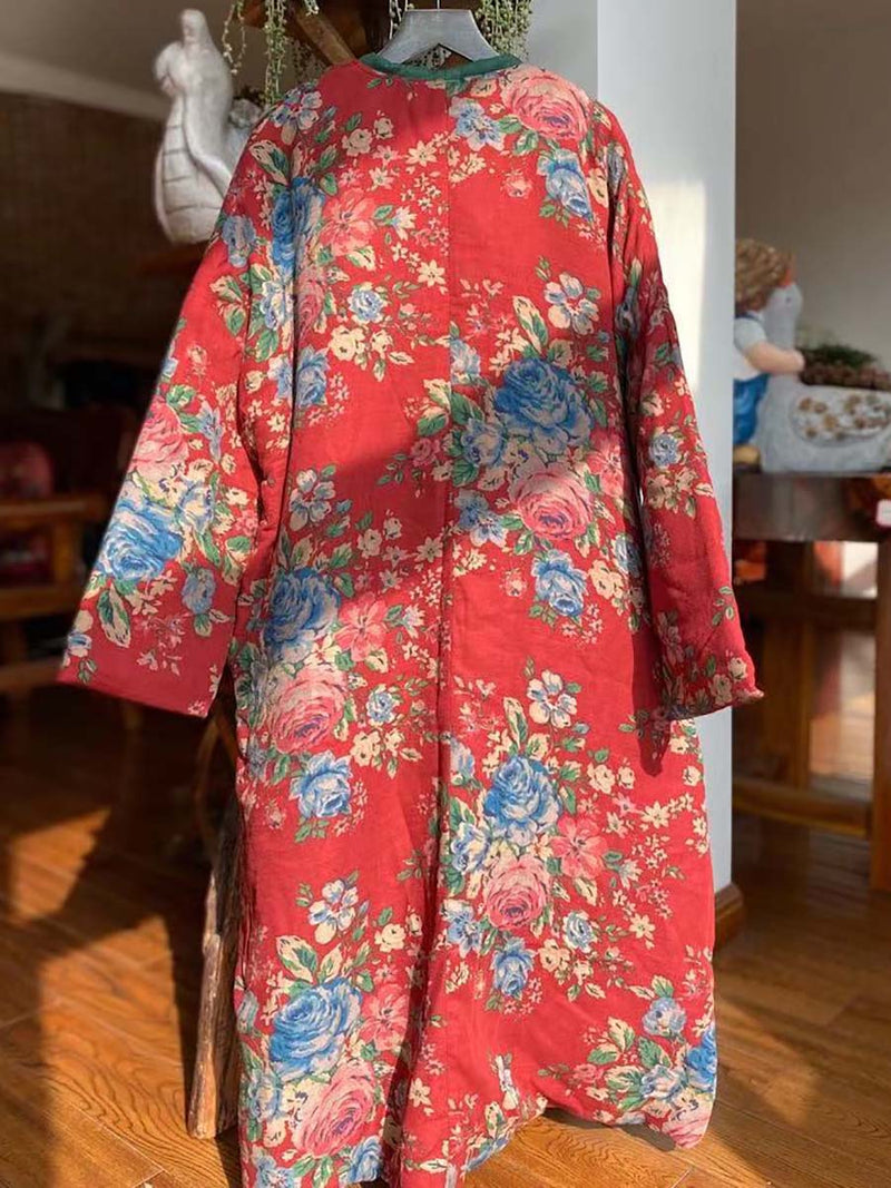 Print Button Shawl Coat