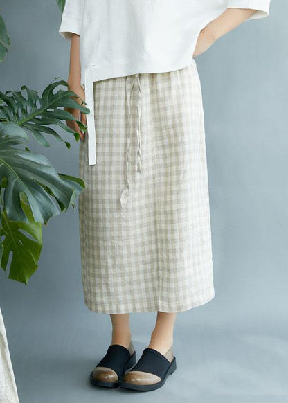 Black Plaid Pockets Fall Tie Waist Skirt