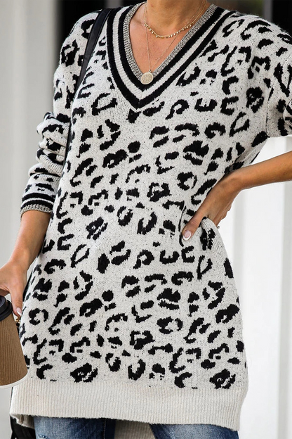 Leopard Print V-neck Sweater