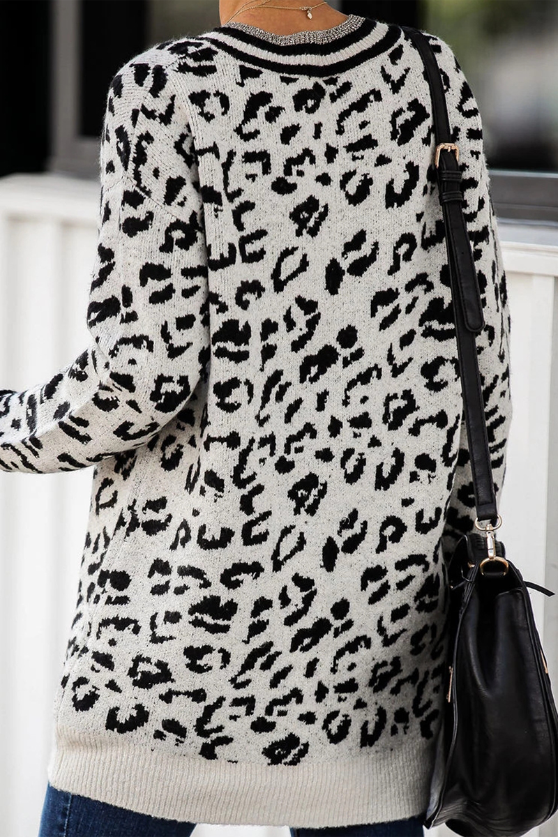 Leopard Print V-neck Sweater