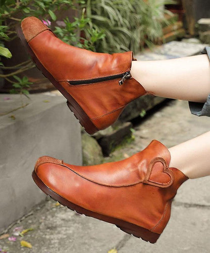 Brown Boots Cowhide Leather Boutique Splicing Ankle Boots