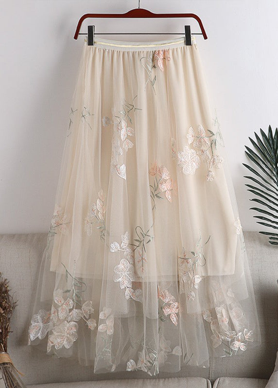 Grey Embroideried Letter Graphic Elastic Waist Skirts Summer