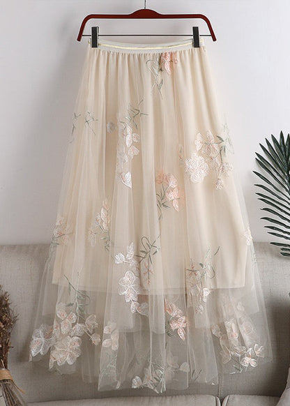 Grey Embroideried Letter Graphic Elastic Waist Skirts Summer