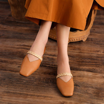 Summer Leather Handmde Wedge Slippers