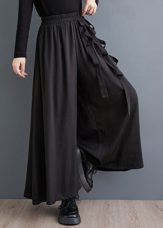 Black Pockets Elastic Waist Crop Pants Skirt