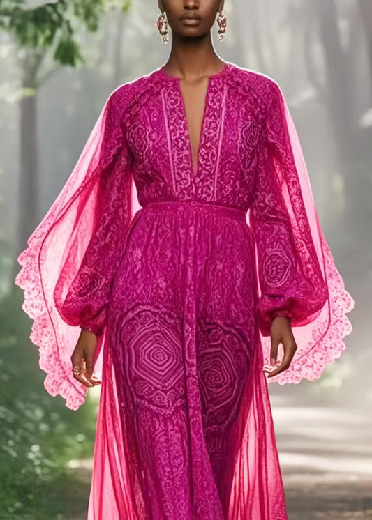 Purple Print Chiffon Holiday Dress Spring