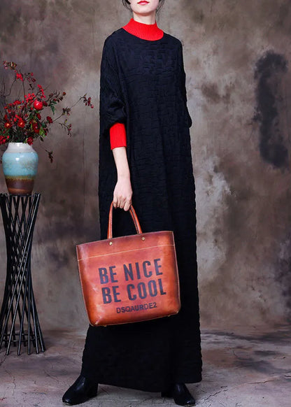 Boutique Red O-neck Patchwork Knit Knit Sweater Dress Winter