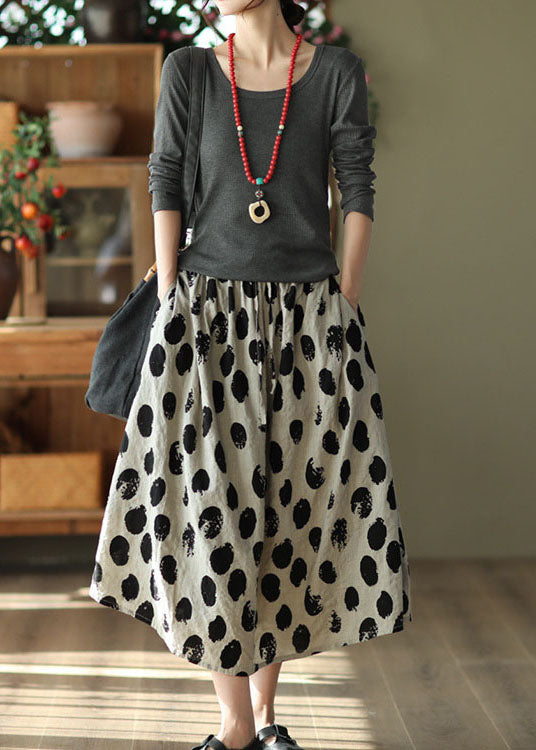 Diy White Texture Wrinkled Exra Large Hem Print Linen Skirts Spring