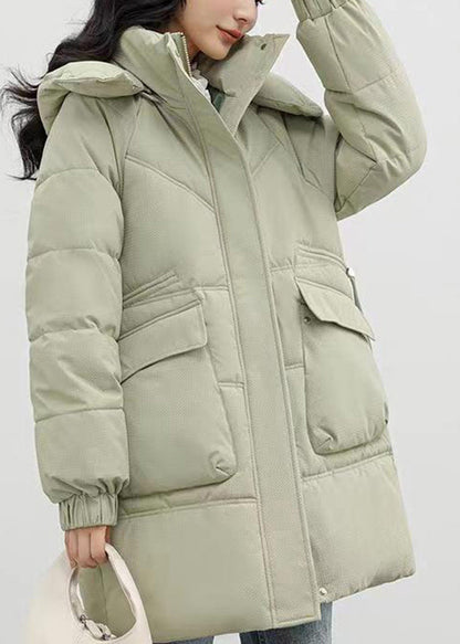 Red Hooded Pockets Fine Cotton Filled Coat Winter