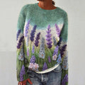 Floral Sakura Petals Art Print Knitted Crew Neck Pullover Cozy Sweater elevenforest