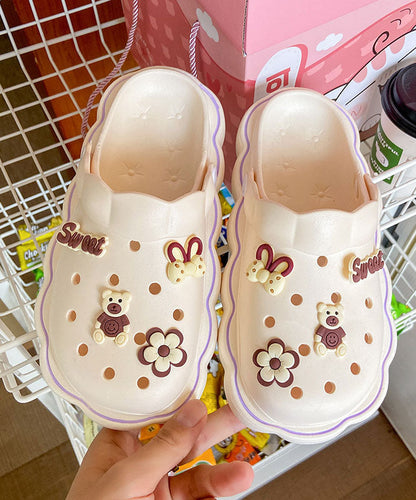 Diy Hollow Out Splicing White Beach Slide Sandals