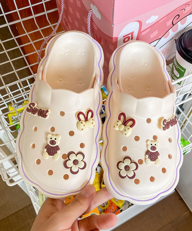 Diy Hollow Out Splicing White Beach Slide Sandals